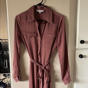 L'Academie Dusty Rose Long Sleeve Dress